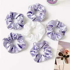 6pcs Satin Scrunchies Hair Tie Style Hair Rope Ponytail Holder Women Girls
