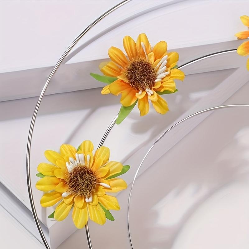 Boho Sunflower Headband Three Layered Head Hoop Hair Band for Women Girls