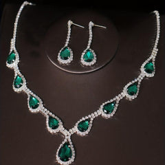 Crystal Bridal Crown Necklace Earrings Set Wedding Accessories