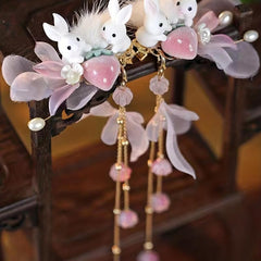 Crystal Tassel Rabbit Strawberry Duck Billed Hair Clip for Girls