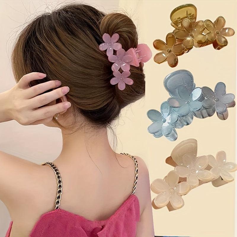 2pcs Jelly Hair Claw Flower Hair Claw Sweet Ponytail Holder