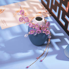 Purple Flower Hairpin Tassel Edge Clip Hanfu Head