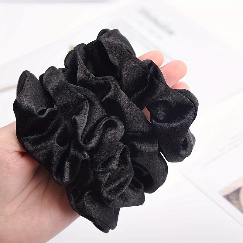 10pcs Solid Scrunchies Hair Tie Satin Hair Rope Elastic Hair Accessories