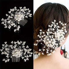 Faux Pearl Crystal Hair Comb Bridal Wedding Hair Accessories