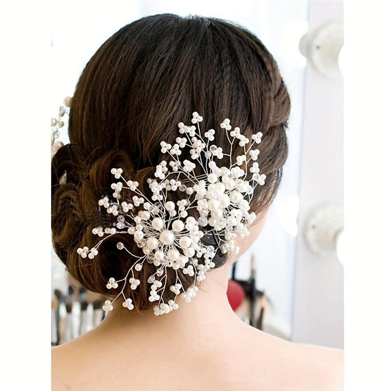 Faux Pearl Crystal Hair Comb Bridal Wedding Hair Accessories