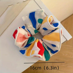 4pcs Floral Print Large Block Scrunchies Hair Tie