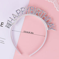 Laser Pearl Headband Happy Birthday Hair Band