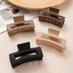 4pcs Hollow Rectangle Hair Claw Solid Shark Claw Hair Accessories