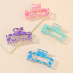 4pcs Hollow Rectangle Hair Claw Solid Shark Claw Hair Accessories