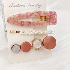 3pcs Acetate Hair Clip Faux Pearl Bobby Pin Side Clip Bangs Clip