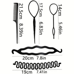 5pcs Hair Braiding Tools Set Styling Accessories DIY Curly Hair Styler Comb Bun