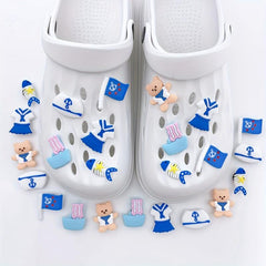 24pcs Navy Series Cartoon Shoe Charm PVC Soft Rubber Shoe Buckle DIY Accessories