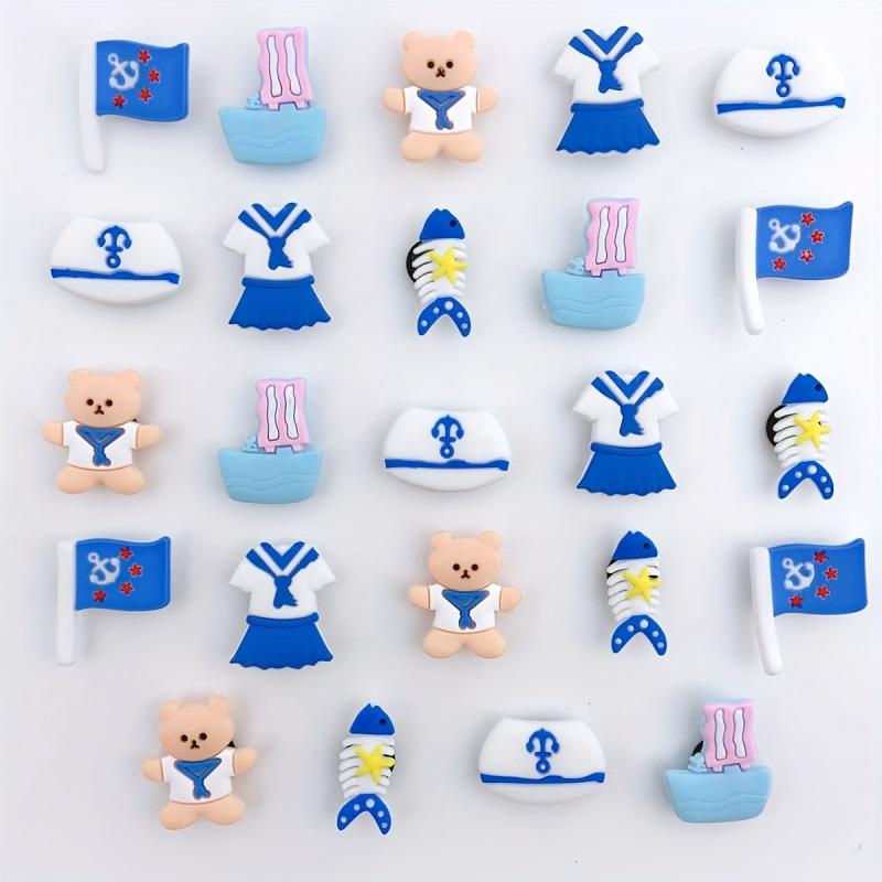 24pcs Navy Series Cartoon Shoe Charm PVC Soft Rubber Shoe Buckle DIY Accessories