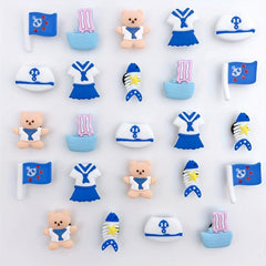 24pcs Navy Series Cartoon Shoe Charm PVC Soft Rubber Shoe Buckle DIY Accessories