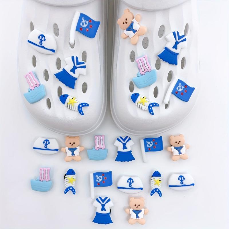 24pcs Navy Series Cartoon Shoe Charm PVC Soft Rubber Shoe Buckle DIY Accessories