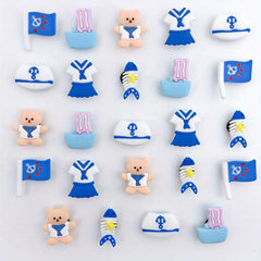 24pcs Navy Series Cartoon Shoe Charm PVC Soft Rubber Shoe Buckle DIY Accessories