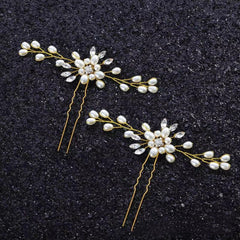 2pcs Pearl Crystal Hairpin Bridal Wedding Party Favor Decorations