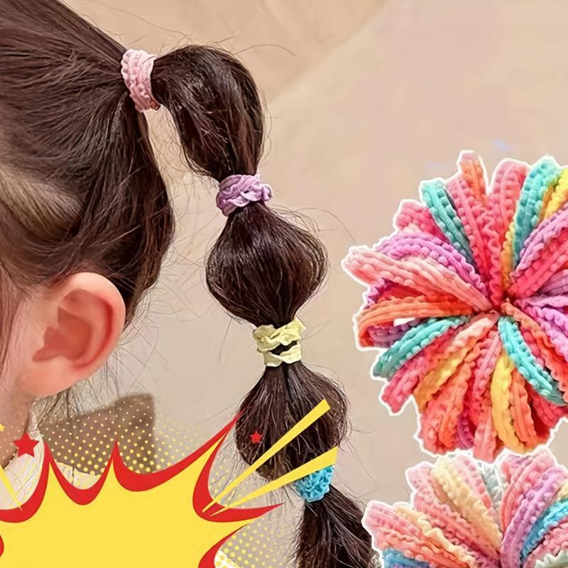 50pcs Baby Girls Ruffled Hair Tie Candy Hair Rope Ponytail Holder