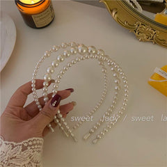 Faux Pearl Decor Headband Retro Style Hair Accessory Lady Women Girls