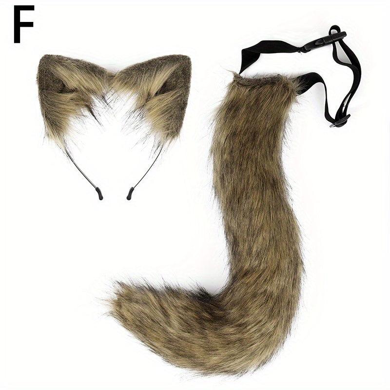 Fox Ears Headband And Tail Halloween Cosplay Accessories