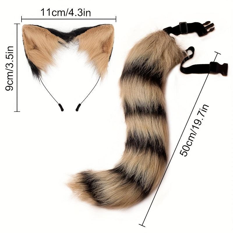 Fox Ears Headband And Tail Halloween Cosplay Accessories
