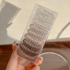 Transparent Spiral Hair Tie Elastic Coil Hair Ring No Crease Ponytail Holder