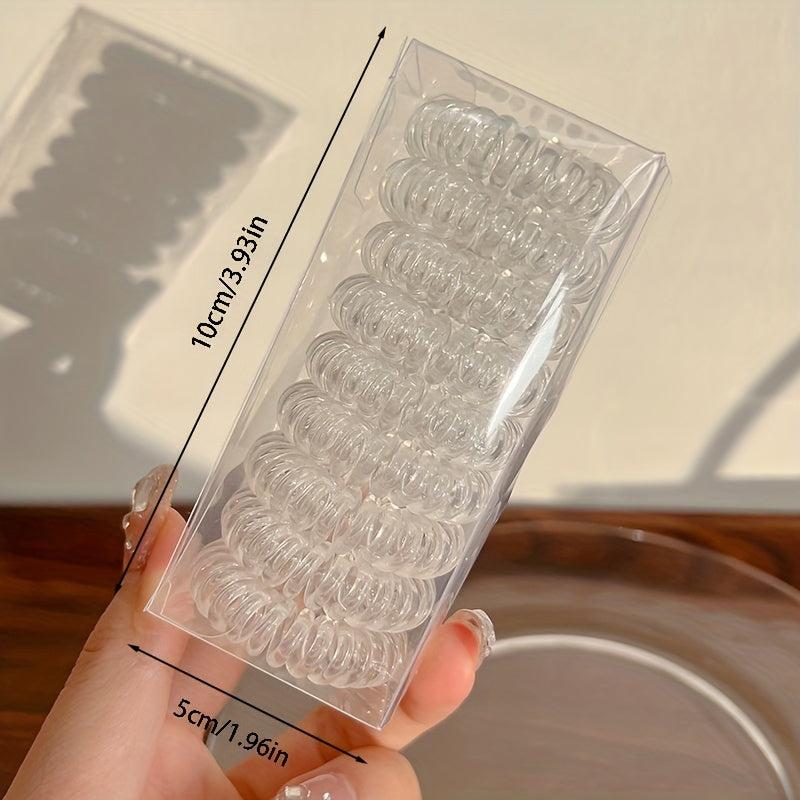 Transparent Spiral Hair Tie Elastic Coil Hair Ring No Crease Ponytail Holder