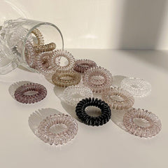 Transparent Spiral Hair Tie Elastic Coil Hair Ring No Crease Ponytail Holder