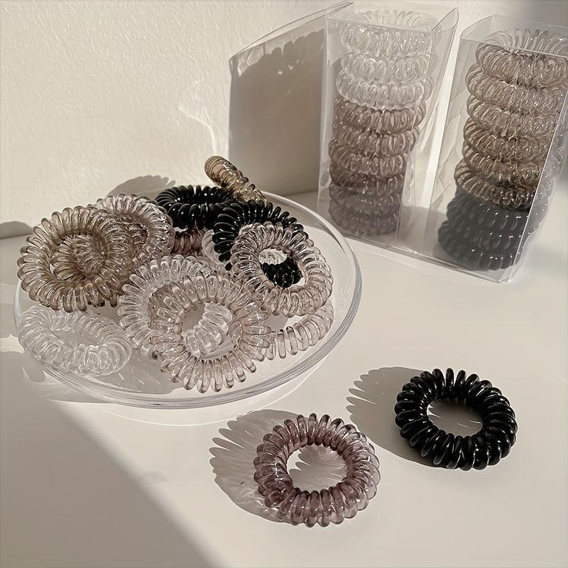 Transparent Spiral Hair Tie Elastic Coil Hair Ring No Crease Ponytail Holder