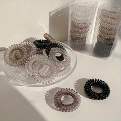 Transparent Spiral Hair Tie Elastic Coil Hair Ring No Crease Ponytail Holder