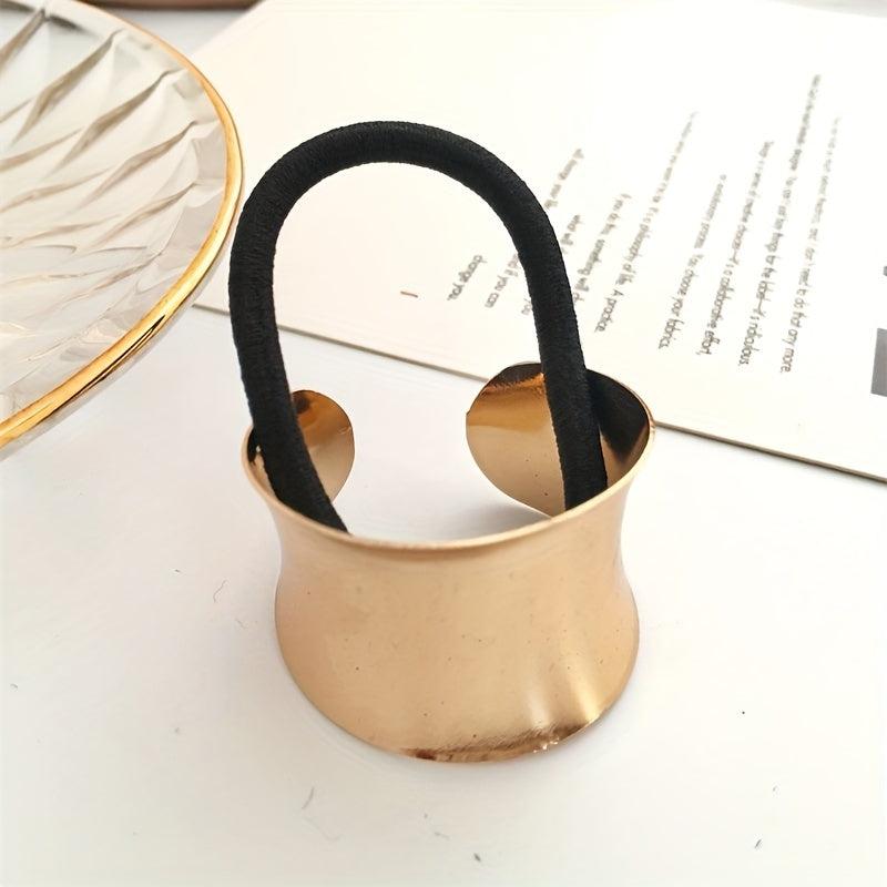2PCS Metal Hair Tie Elastic Retro Style Hair Bands Women's Headdress