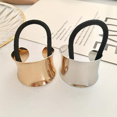 2PCS Metal Hair Tie Elastic Retro Style Hair Bands Women's Headdress