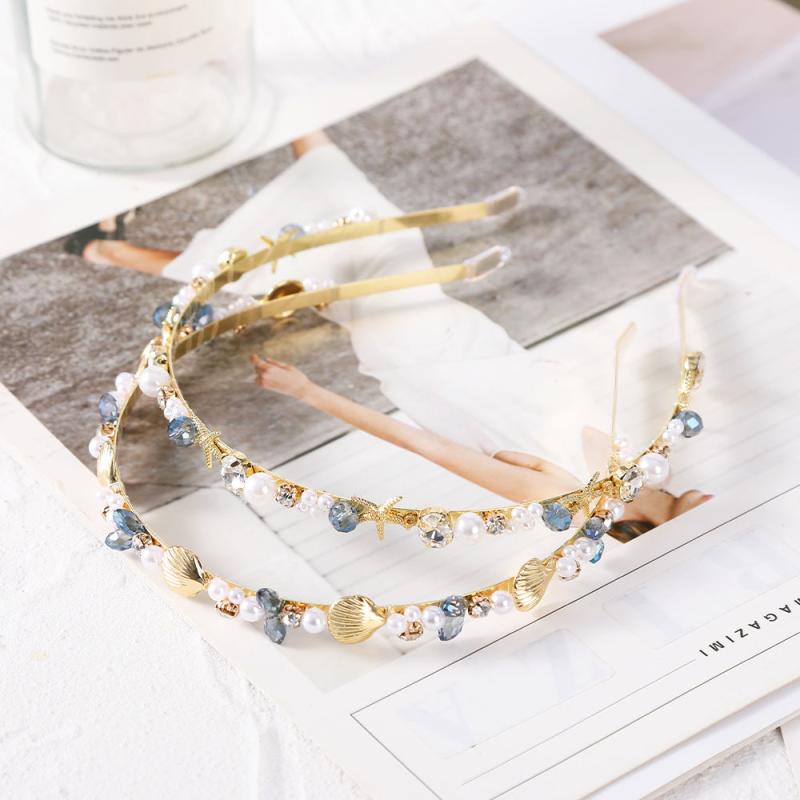 Faux Pearl Shell Star Headband Crystal Hair Hoop Hair Accessories