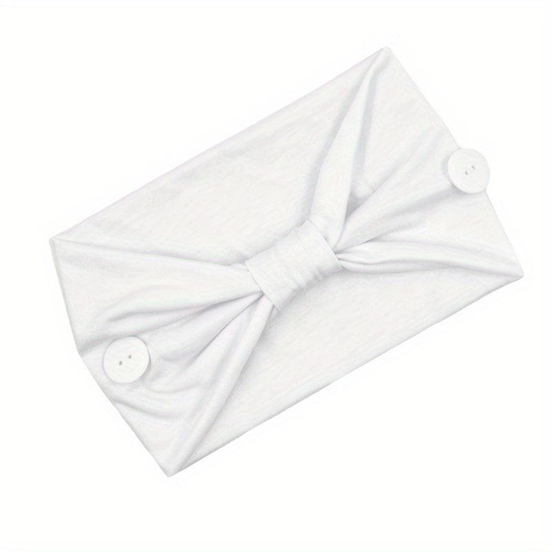 Solid Knotted Button Headband for Women