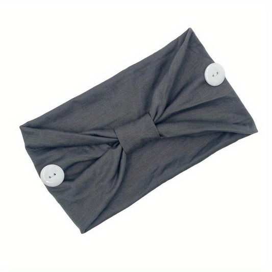 Solid Knotted Button Headband for Women
