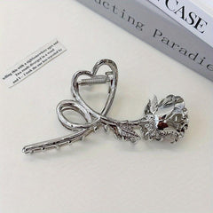 Vintage Metal Rose Hair Claw Flower Shark Claw Back Head Ponytail Holder