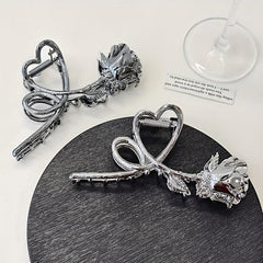 Vintage Metal Rose Hair Claw Flower Shark Claw Back Head Ponytail Holder