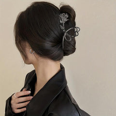 Vintage Metal Rose Hair Claw Flower Shark Claw Back Head Ponytail Holder