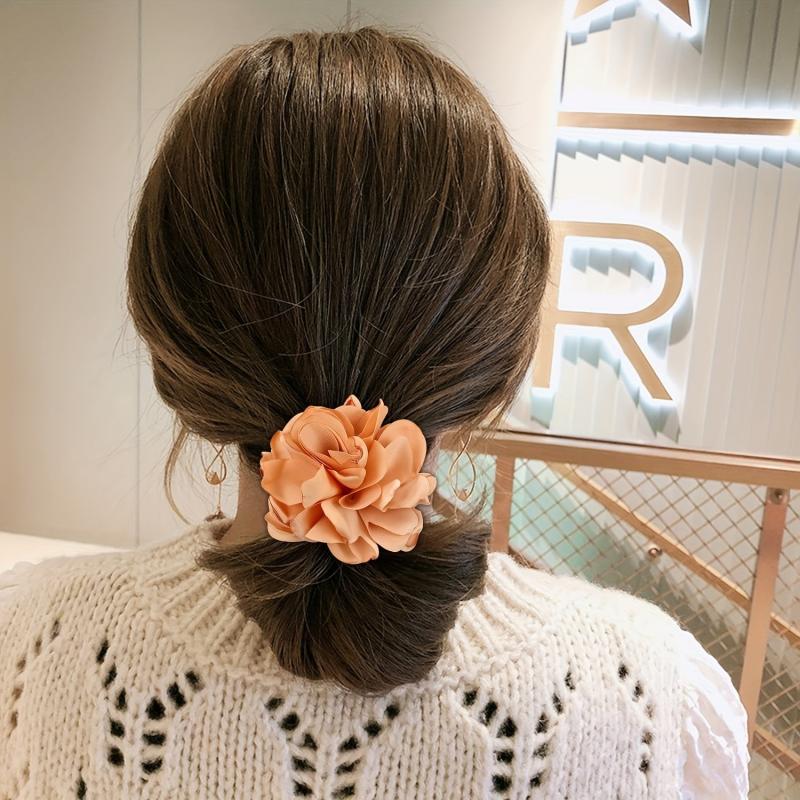 6pcs Colorful Flower Hair Tie Headband Ponytail Holder Hair Accessories