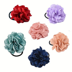 6pcs Colorful Flower Hair Tie Headband Ponytail Holder Hair Accessories