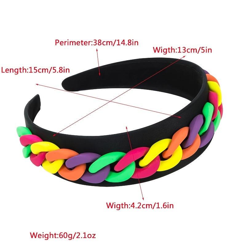 Hair Band Chain Decor Macaroon Hairband Headpiece Women Head Band