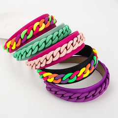 Hair Band Chain Decor Macaroon Hairband Headpiece Women Head Band