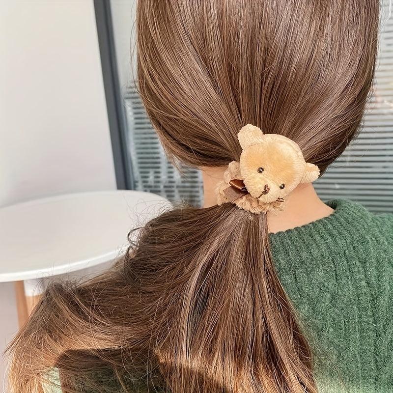 Rabbit Bear Plush Hair Scrunchies for Women Girls Hair Tie