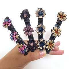 Satin Hair Bands Clover Hairpin Rhinestone Clips