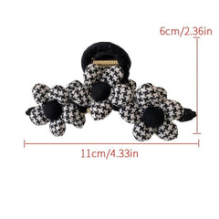 Plaid Flower Hair Clip Claw Thick Hair Accessory Gift Minimalist