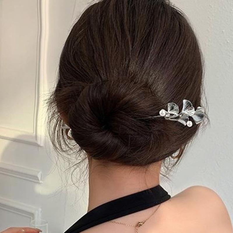 Metal Leaf Hair Pin Golden And Silvery Leaf Hairpin Hair Accessory Gift For Mom