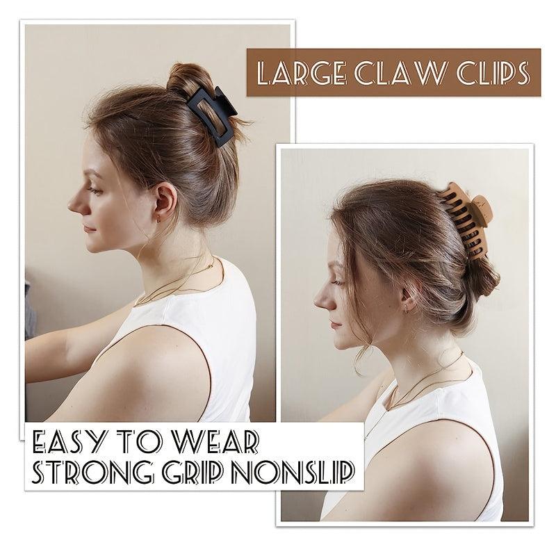 6pcs Matte Square Hair Claw Clip Non Slip Strong Hold Grip Hair Jaw Clip