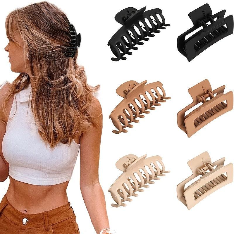 6pcs Matte Square Hair Claw Clip Non Slip Strong Hold Grip Hair Jaw Clip