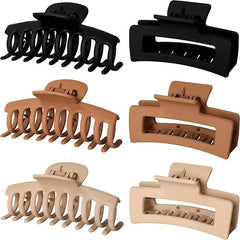 6pcs Matte Square Hair Claw Clip Non Slip Strong Hold Grip Hair Jaw Clip