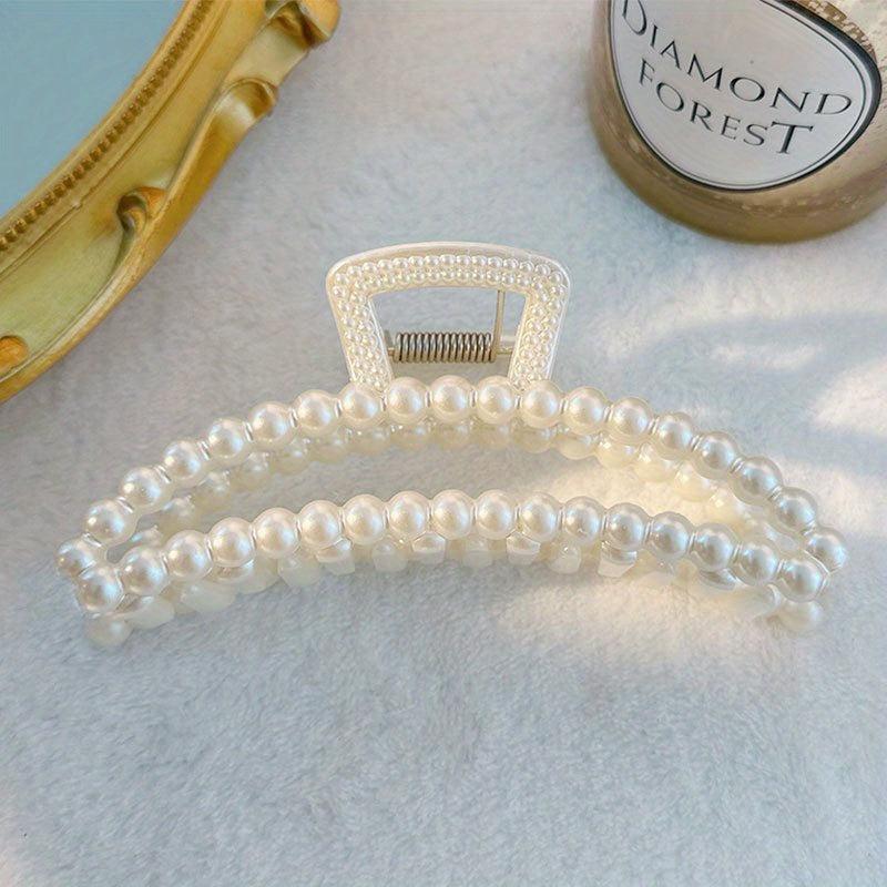 Faux Pearl Hair Claw Head Jewelry Ponytail Holder Hair Accessories